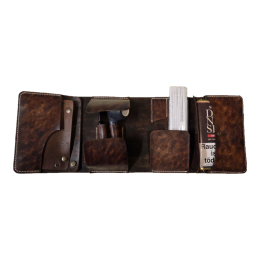 Pfeifentasche Tiffany Dunkelbraun Handmade Echtleder