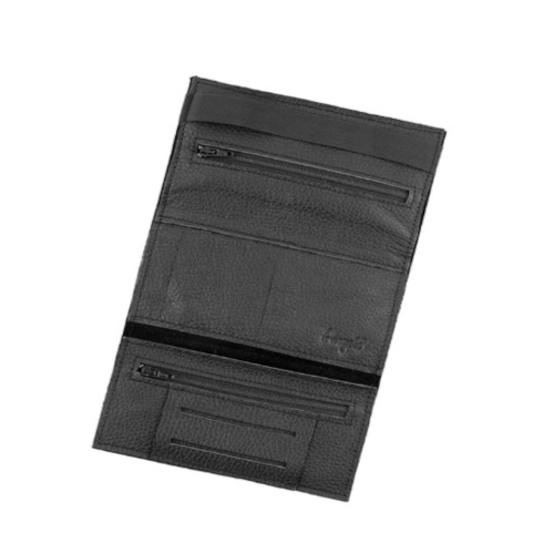 Angelo Feinschnittbeutel Leder schwarz mit Gummiband