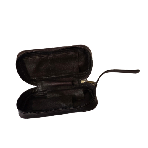 Angelo Pfeifentasche Dunkelbraun Leder 2er