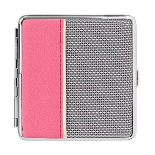 Angelo Zigaretten Etui Webstoff/Gummiert Rosa