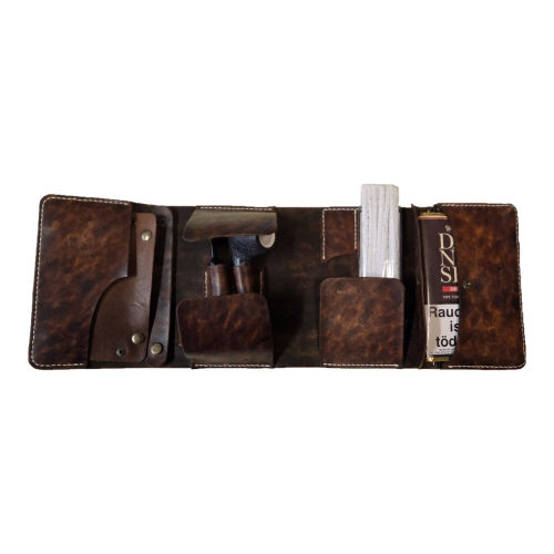 Pfeifentasche Tiffany Dunkelbraun Handmade Echtleder