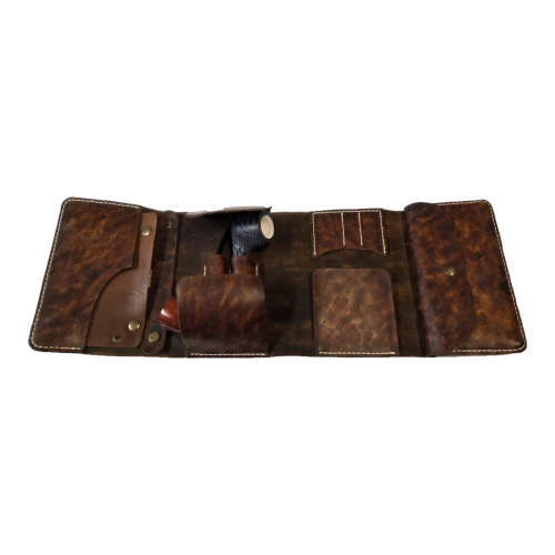 Pfeifentasche Tiffany Dunkelbraun Handmade Echtleder