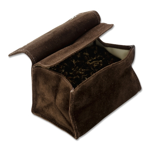 Tabak-Stellbeutel Wildleder Braun 11x8cm