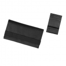 Angelo Feinschnittbeutel Doppelheftchen Leder schwarz 9x16,5cm mit Gummiband
